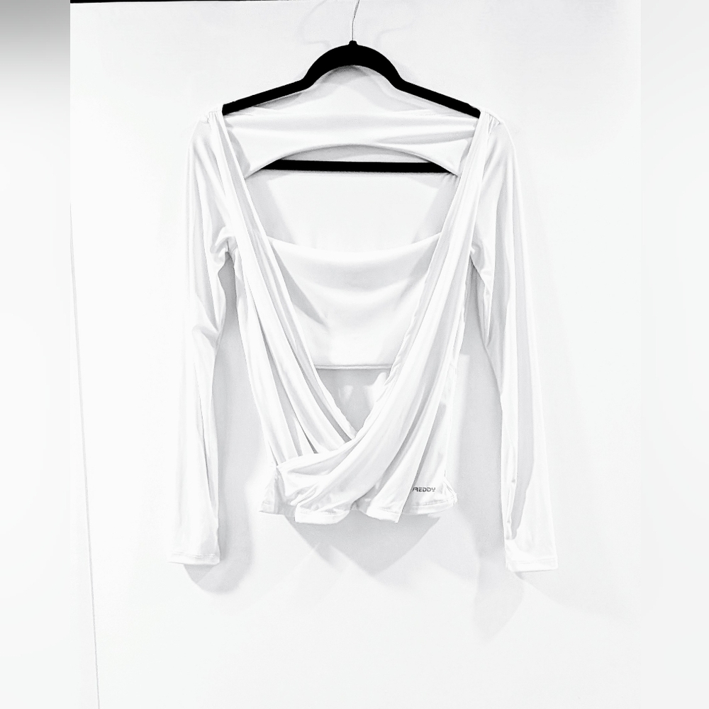 Freddy White Wrap Style Cut Out Long Sleeve Top